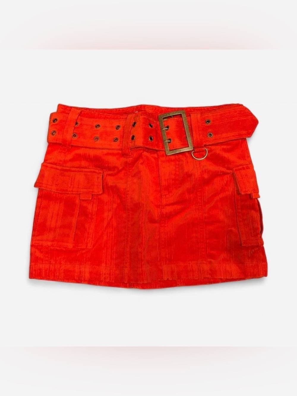 NEW UO Joan Corduroy Y2K Cargo Belted Mini Skirt Red XS - Picture 4 of 14
